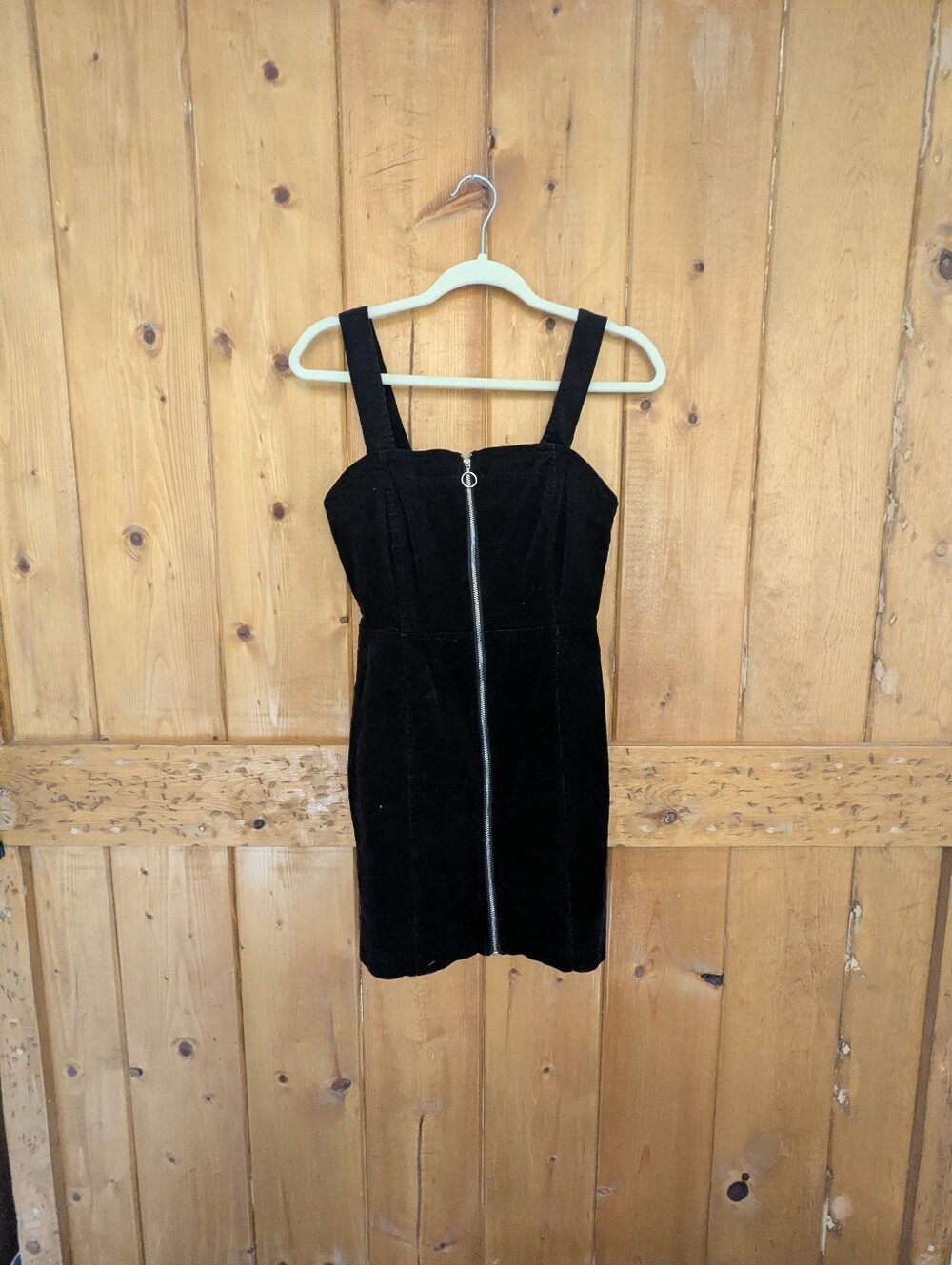 Rue21 Black Corduroy Overall Pinafore Mini Dress Y2K Goth